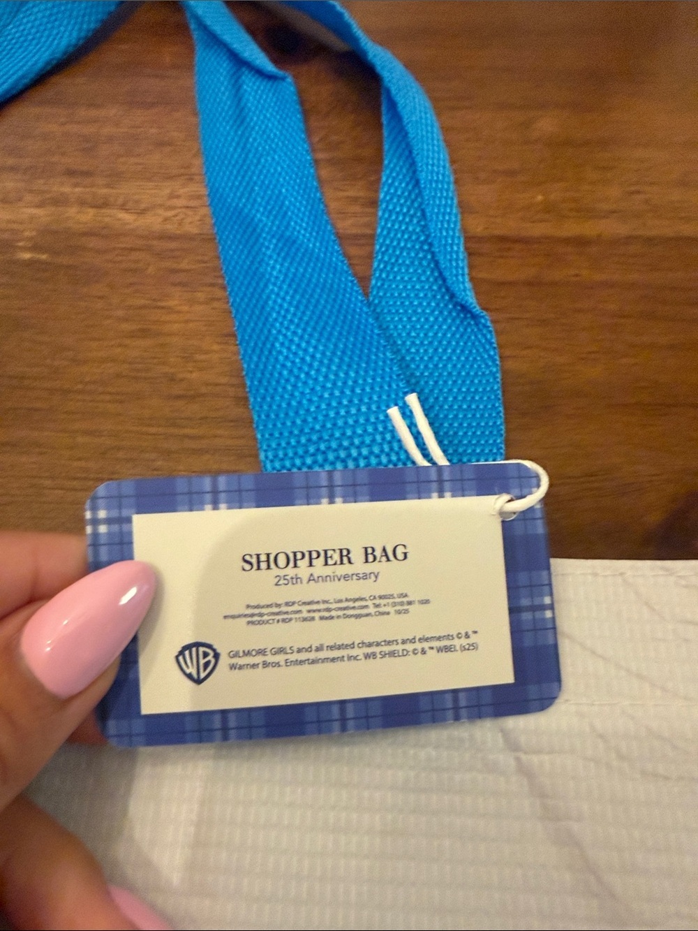 NWT 🏷️ | Gilmore Girls 25th Anniversary White & Blue Reusable Large Tote Bag - Picture 3 of 6